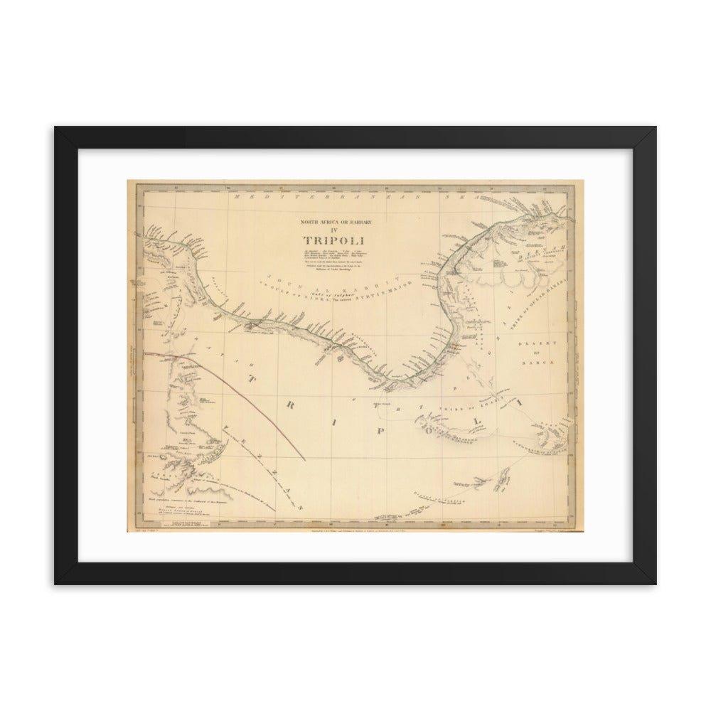 Carte Ancienne Tripoli Libye 1861 - Lithographie Lamberti (pièce Unique Faite Main)