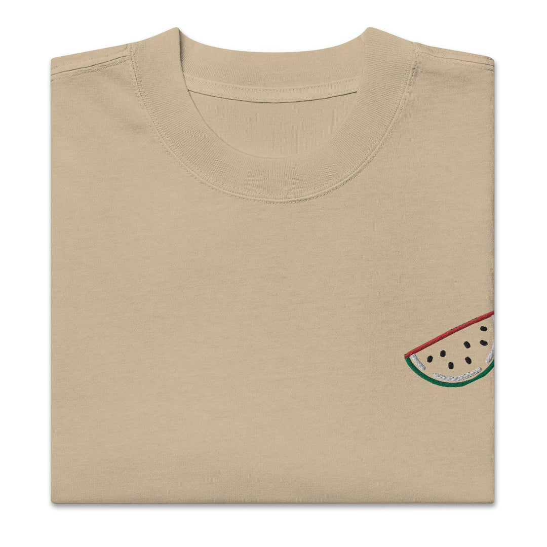 Embroidered Palestine Watermelon Outline - Oversized T Shirt - Native Threads