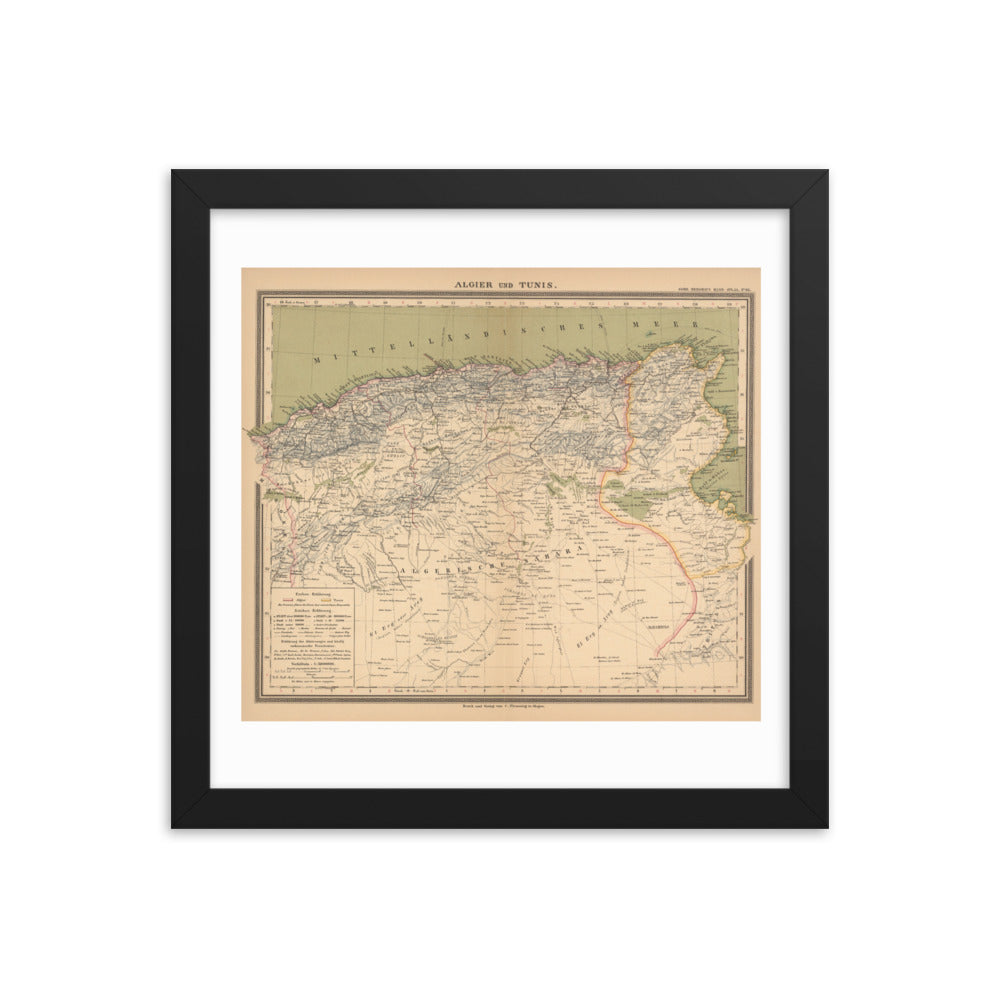 Map of Algeria and Tunisia - 1888