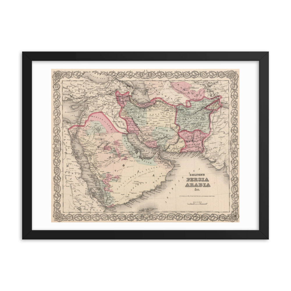 Map of Arab Peninsula, Levant, and Iran - 1855