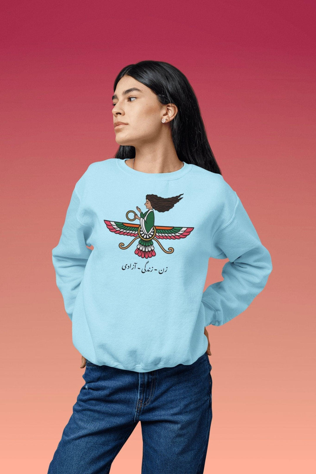 Iranian Farvahar Woman Life Freedom - Sweater - Native Threads Palestine clothing