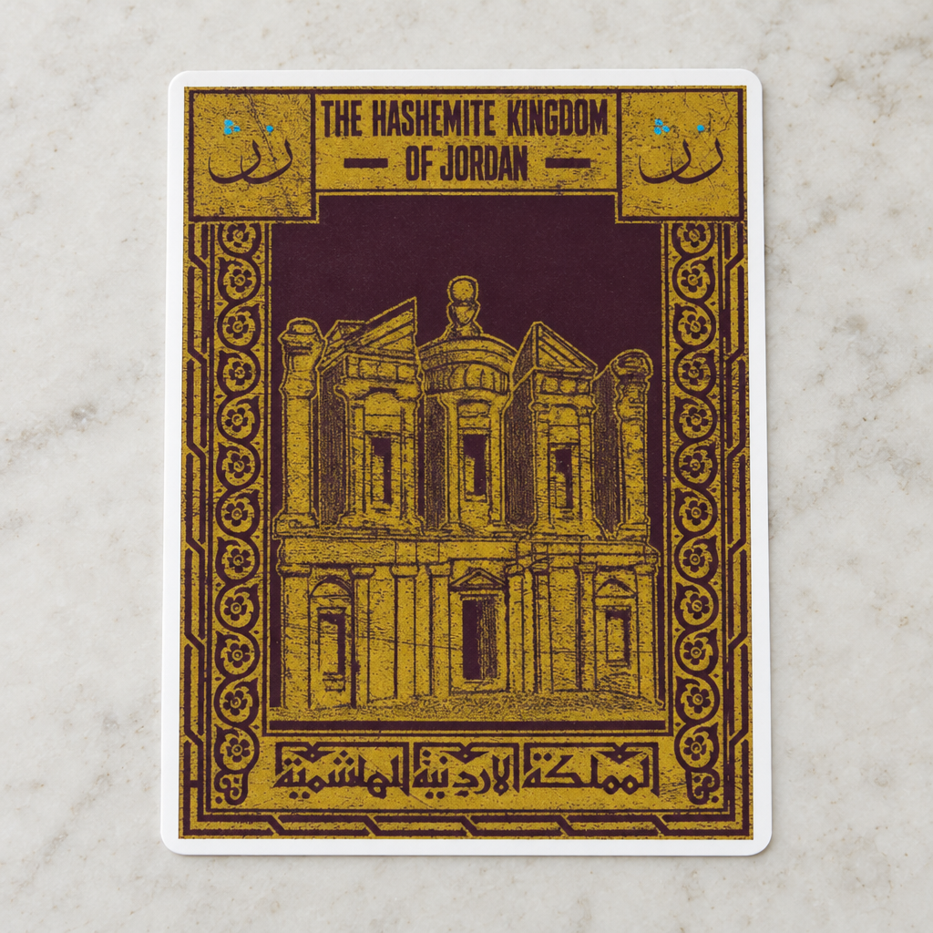 Jordan Postcard Sticker, close-up showing the artwork and cut edge.