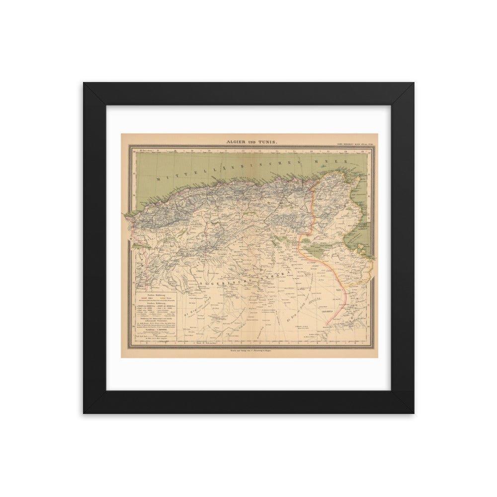 Map of Algeria and Tunisia - 1888 - Native Threads Palestine clothing
