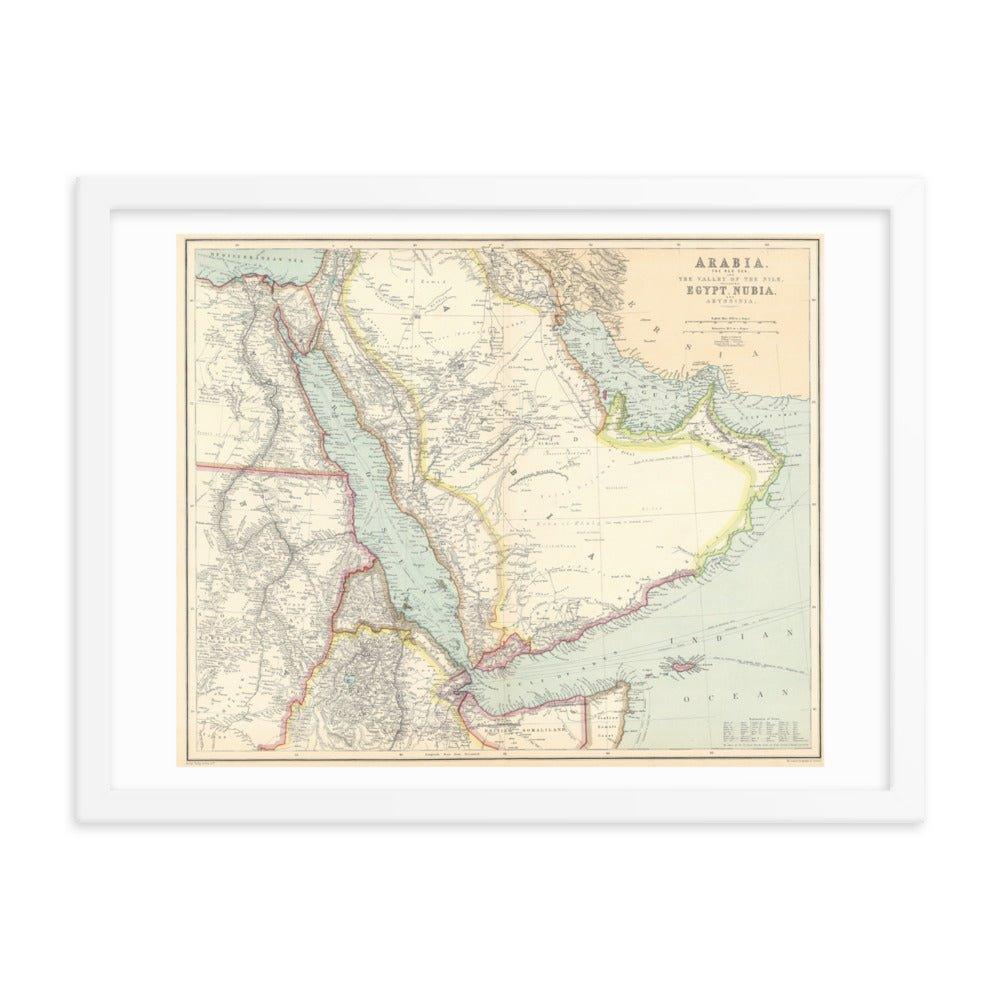 Map of Arab Peninsula and the Nile Valley - 1910 - Native Threads Palestine clothing