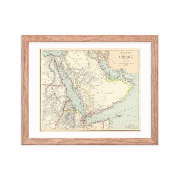 Map of Arab Peninsula and the Nile Valley - 1910 - Native Threads Palestine clothing