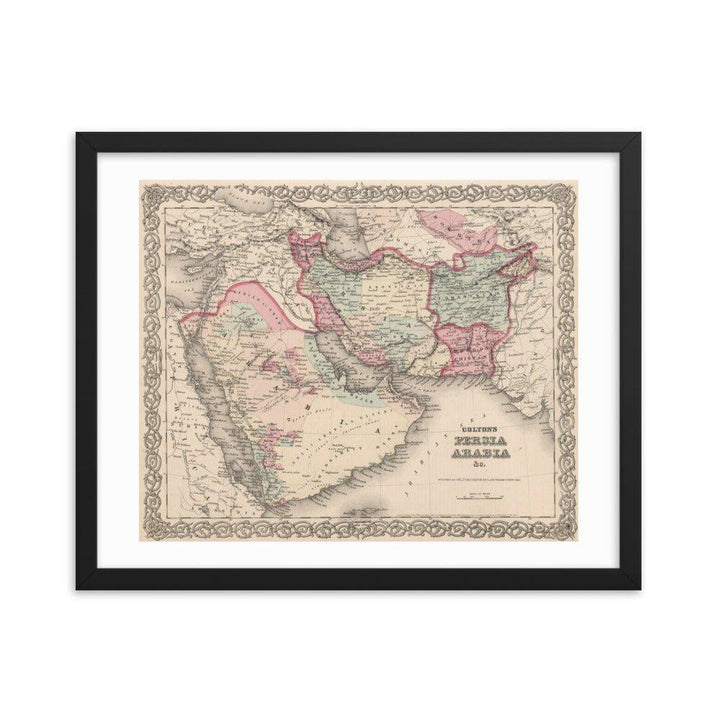 Map of Arab Peninsula, Levant, and Iran - 1855 - Native Threads Palestine clothing
