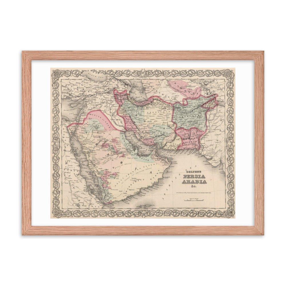 Map of Arab Peninsula, Levant, and Iran - 1855 - Native Threads Palestine clothing