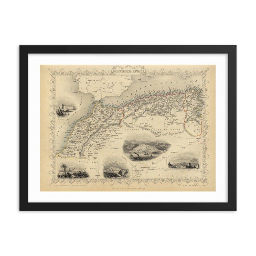 Map of North Africa - 1851 - Native Threads Palestine clothing