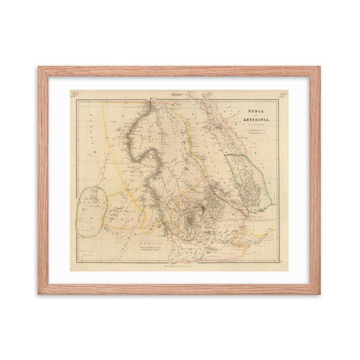Map of Sudan and Ethiopia - 1838 - Native Threads Palestine clothing