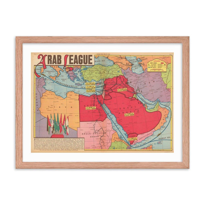 Map of the Arab League - 1946 - Native Threads Palestine clothing