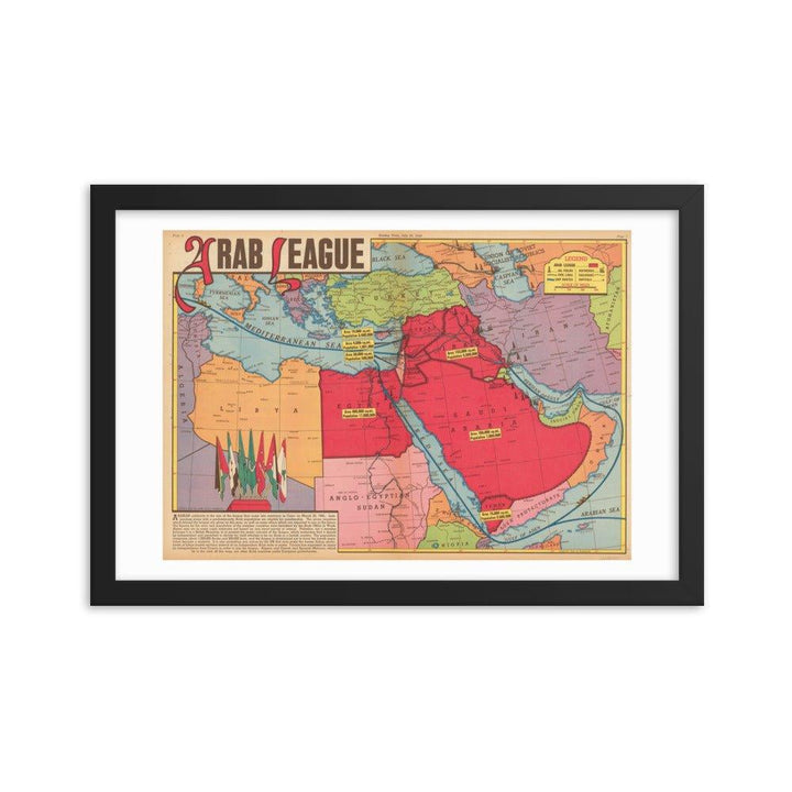 Map of the Arab League - 1946 - Native Threads Palestine clothing