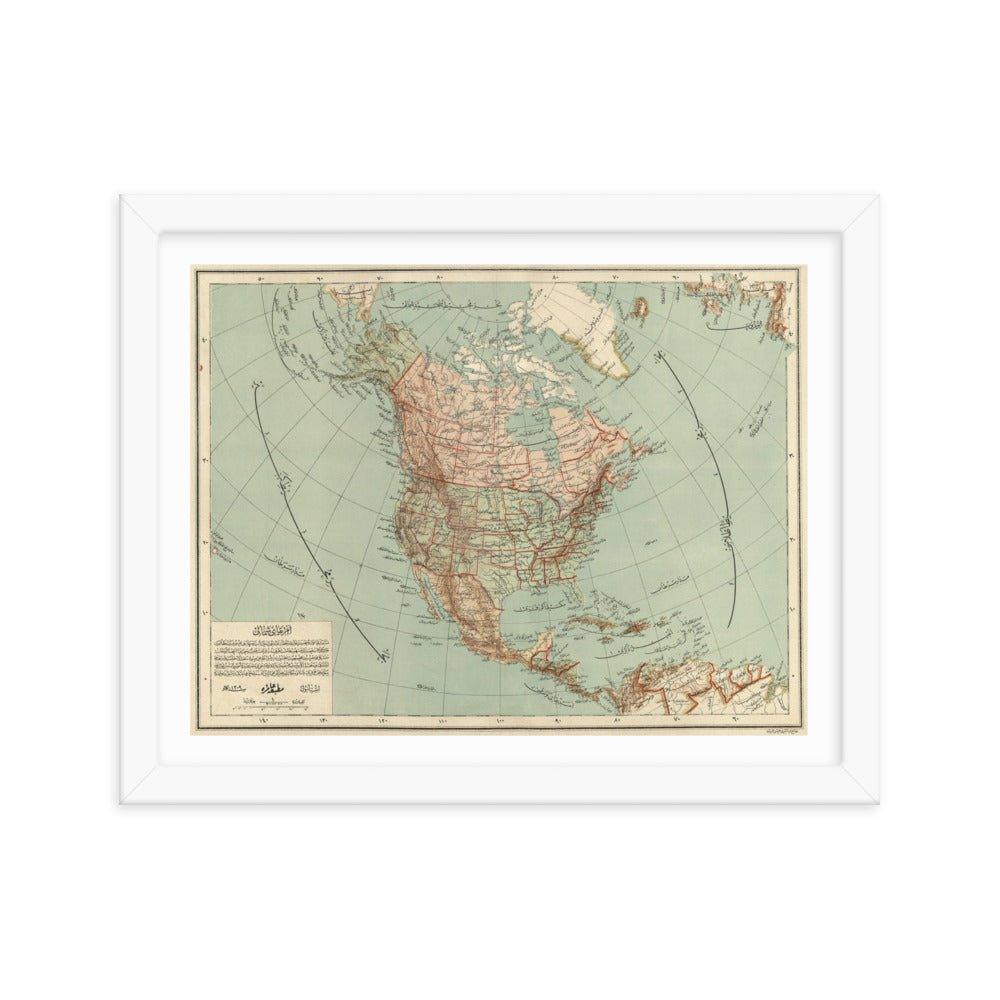 Ottoman Map of North America - 1893 - Native Threads Palestine clothing