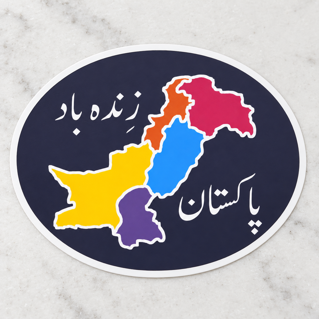 Pakistan Zindabad Sticker, close-up showing the artwork and cut edge.