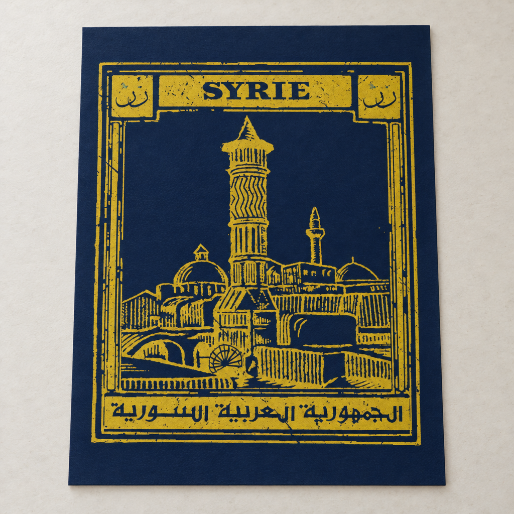 Syria Postcard Poster, close-up of the printed artwork.